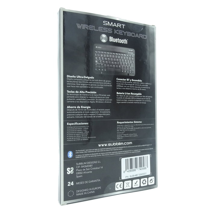 Subblim Smart BT Teclado Bluetooth Plata QWERTY Español